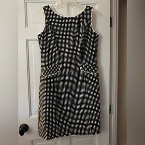 Sara Campbell Navy and White Polka Dot Midi Dress, made in USA